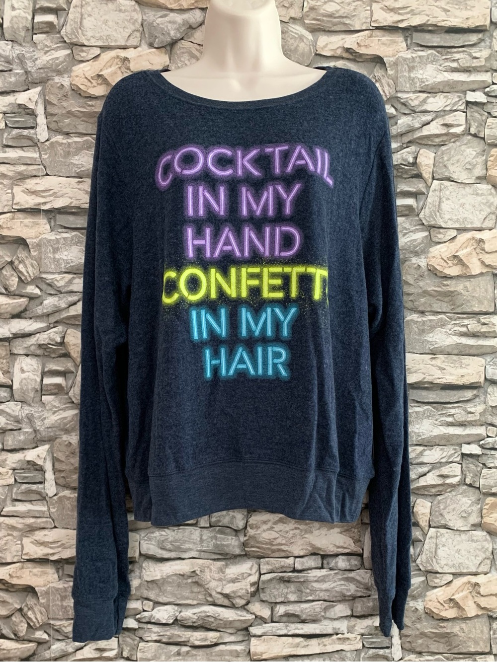 #20 XL NWT Wildfox Cocktail Hand Confetti Hair Pullover Party Sweatshirt Top